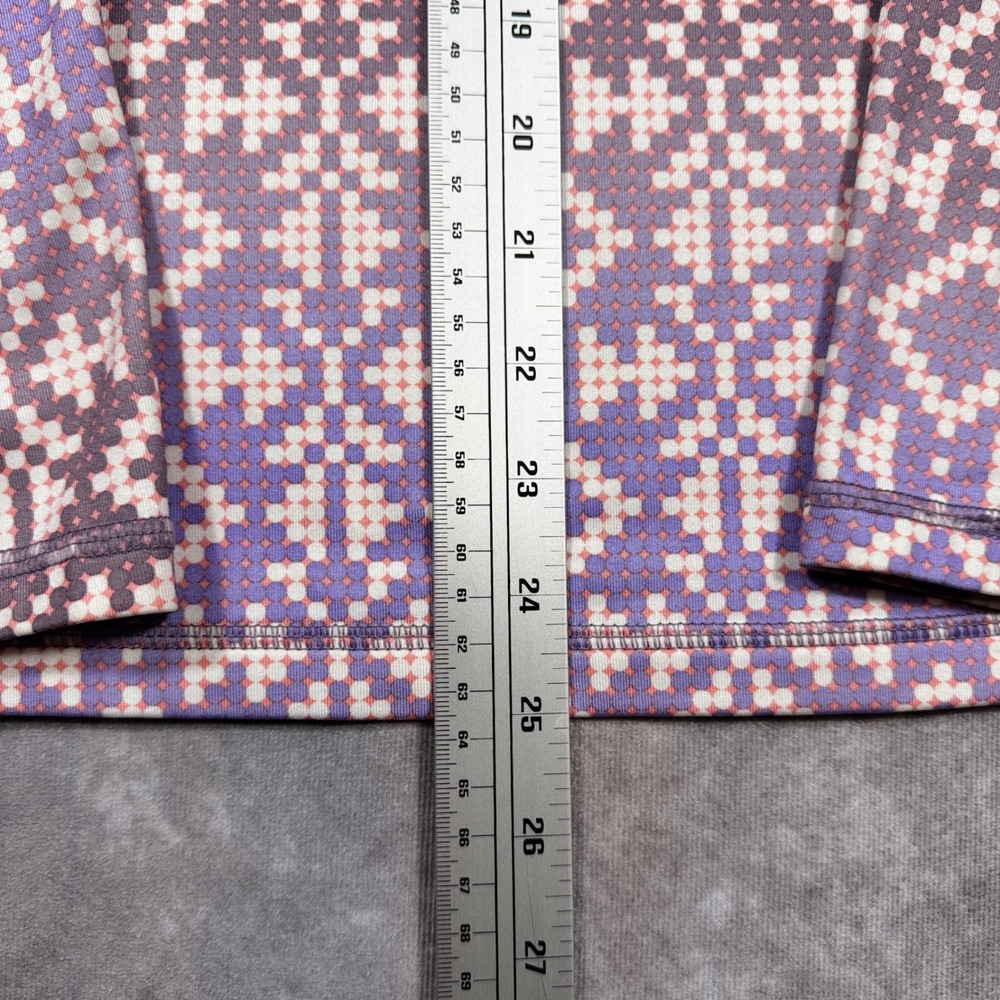 Nike Pro Women Half Zip Training Top Purple Pink Geometric Pixel Long Sleeve M - Picture 6 of 8